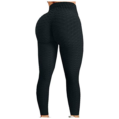 Faynore Women's High Waist Yoga Pants Textured Tummy Control Butt Lift Leggings Workout Running Stretchy Booty Tights