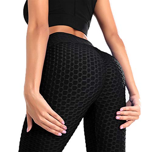 Faynore Women's High Waist Yoga Pants Textured Tummy Control Butt Lift Leggings Workout Running Stretchy Booty Tights